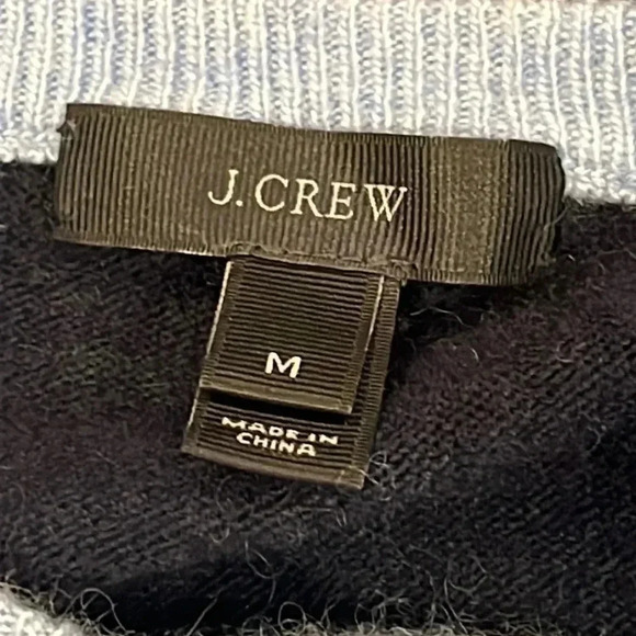 J. Crew Mohair Wool Blend Elbow Patch Asymmetrical Blue Sweater Womens Medium - Picture 4 of 9